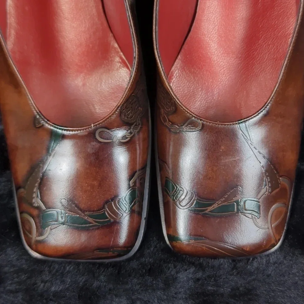 Cuoieria Fiorentina Shoes. Made In Italy, Leather, Heel, Slip On‎